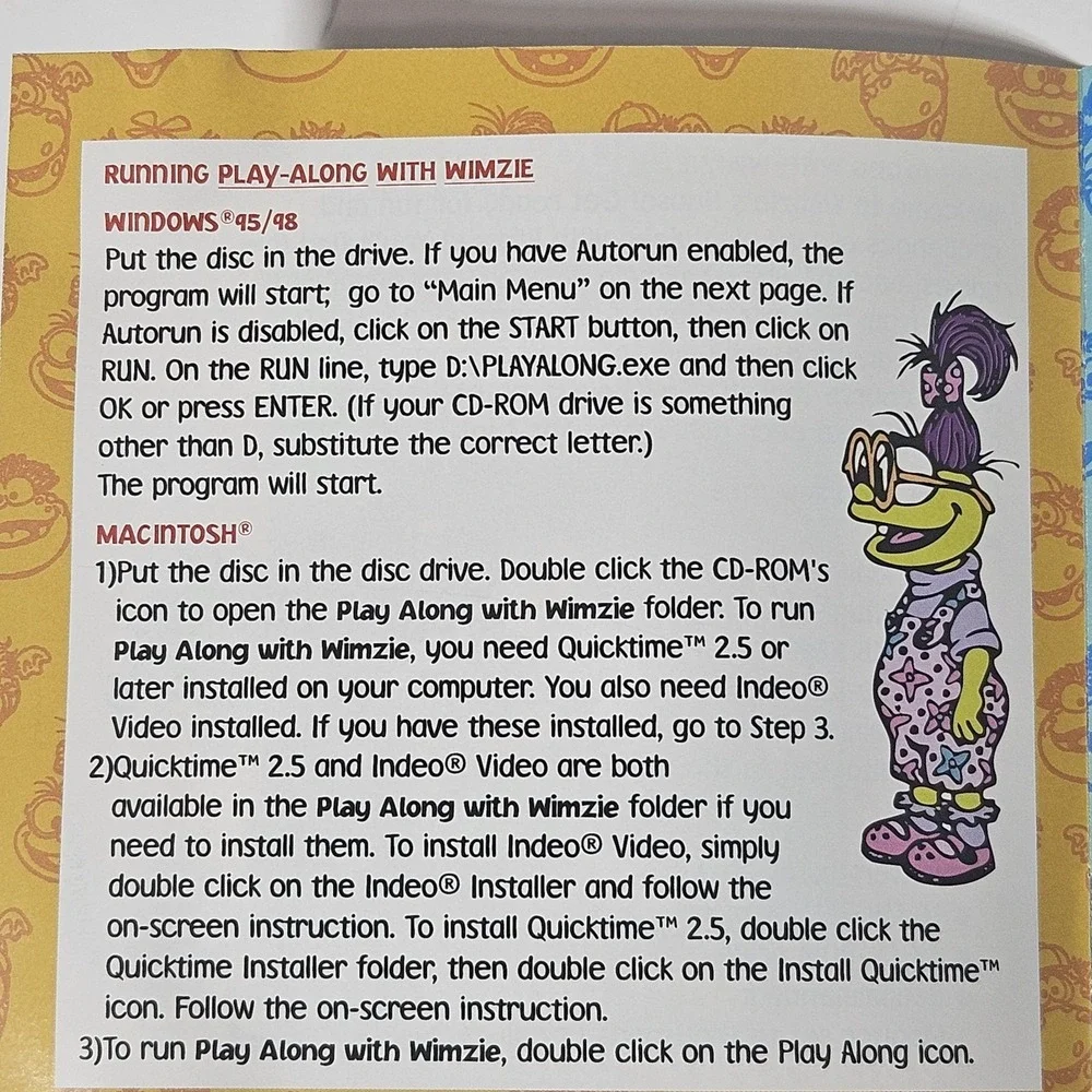 Wimzie's House Play Along‎ With Wimzie Kids Computer PC Game 1999 CD-ROM Vintage
